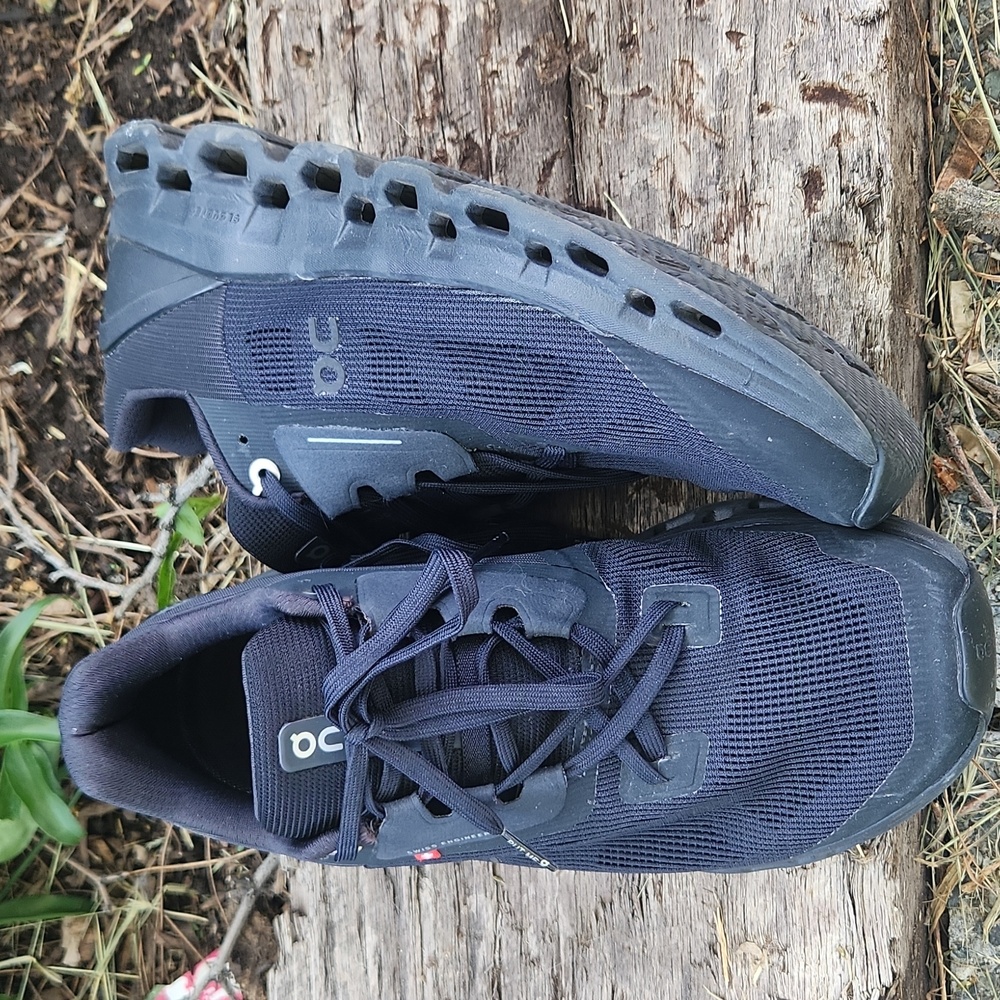 On Running Black Athletic Shoes with Chunky Sole - Picture 12 of 13